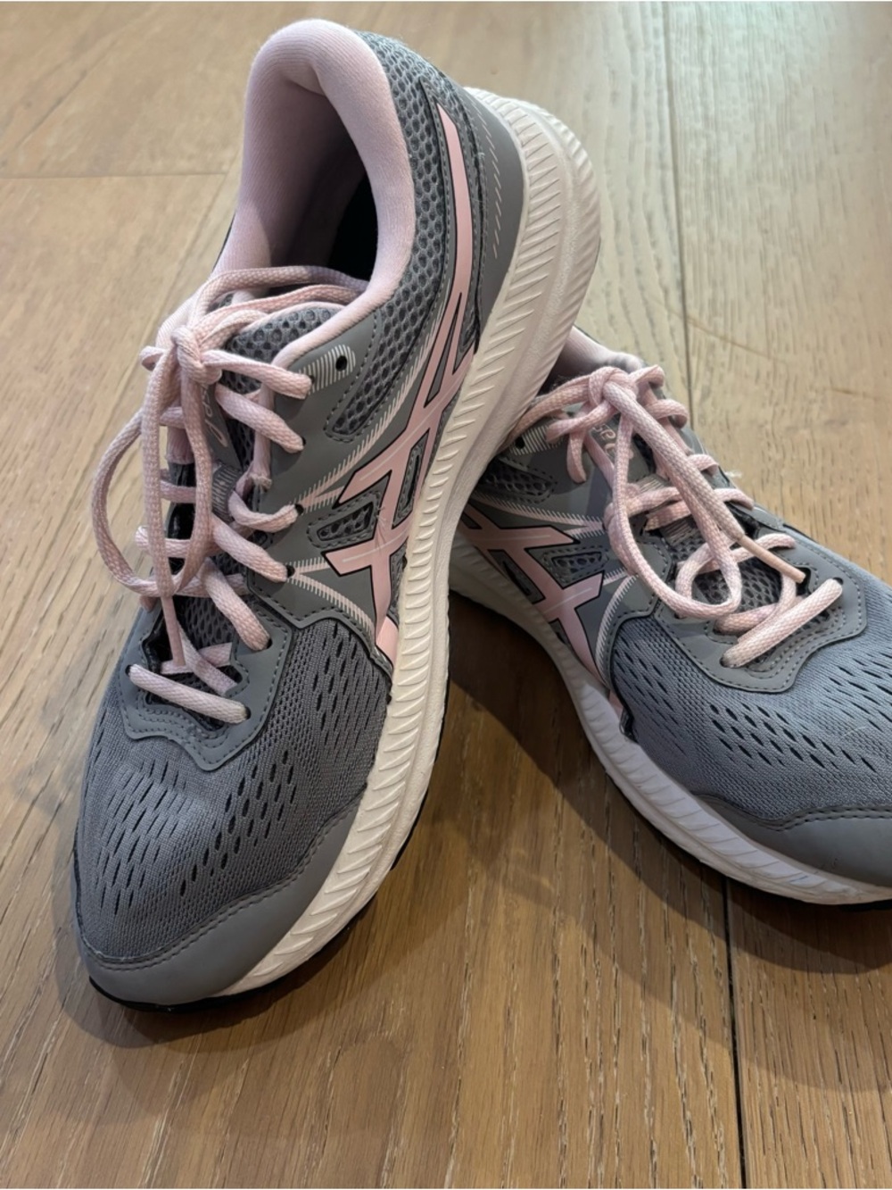 Asics Gray and Light Pink Women's Athletic Running Shoes
